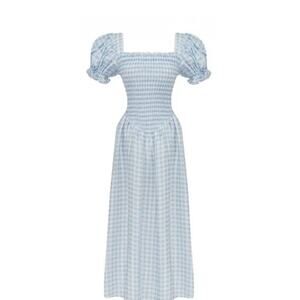 SLEEPER Gingham Belle Mid-Length Dress, size XL, 100% Linen, NWT